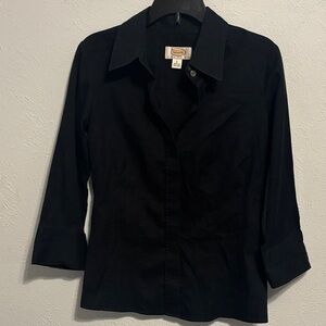 Talbots Black Textured Blouse
